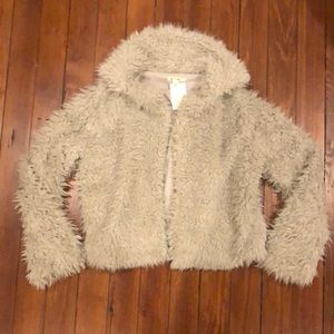 NWT 🌹 Beige Fur Teddy Bear Coat Jacket Size S